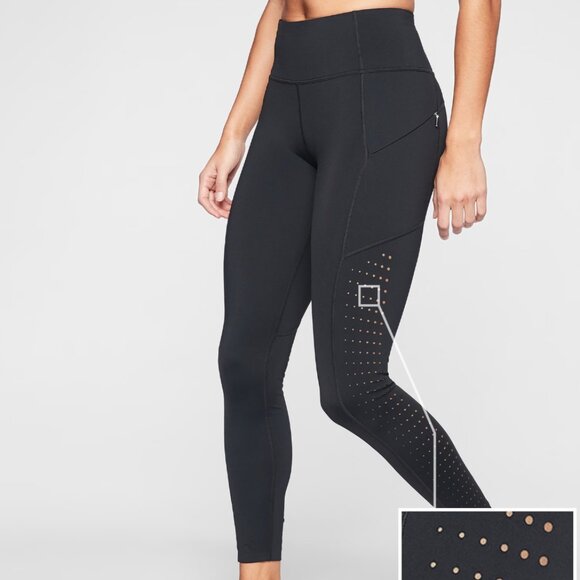 Athleta Pants - EUC Athleta Contender Laser Cut 7/8 High Waist Tight with Zipper Pockets | Small